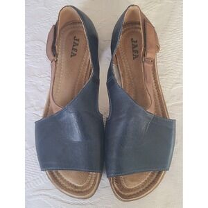 NWOB JAFA 111 HANDMADE TWO TONE LEATHER SANDALS 41/9 BLUE/BROWN WALKING SHOES